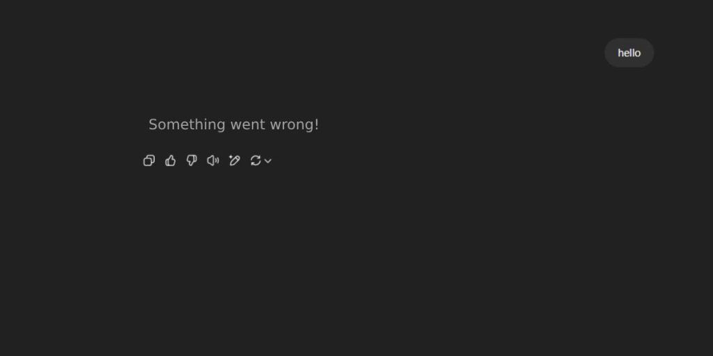 ارور Something Went Wrong در ChatGPT بعد از پیام hello